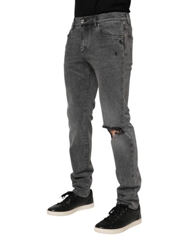 Cotton Logo Plaque Denim Men's Jeans - Dolce & Gabbana - Modalova