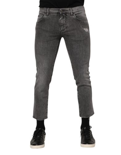 Cotton Logo Plaque Men Denim Men's Jeans - Dolce & Gabbana - Modalova