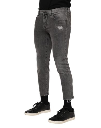 Cotton Logo Plaque Men Denim Men's Jeans - Dolce & Gabbana - Modalova