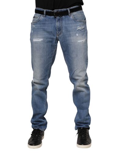 Washed Tattered Logo Plaque Denim Men's Jeans (Pre-Owned) - Dolce & Gabbana - Modalova