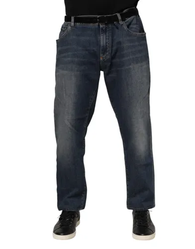 Cotton Logo Plaque Slim Denim Men's Jeans - Dolce & Gabbana - Modalova