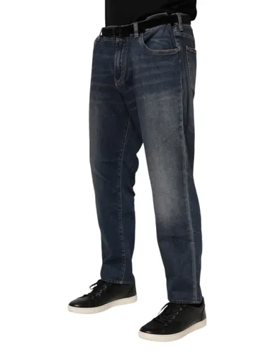 Cotton Logo Plaque Slim Denim Men's Jeans - Dolce & Gabbana - Modalova