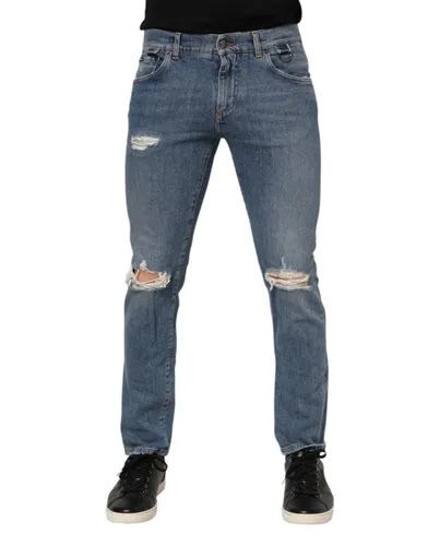Cotton Tattered Skinny Logo Denim Men's Jeans (Pre-Owned) - Dolce & Gabbana - Modalova