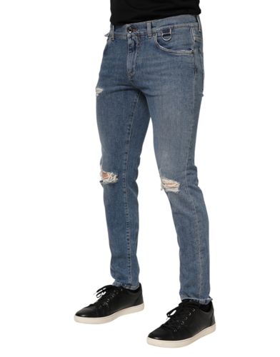 Cotton Tattered Skinny Logo Denim Men's Jeans (Pre-Owned) - Dolce & Gabbana - Modalova