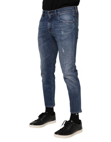 Cotton Logo Plaque Denim Men's Jeans - Dolce & Gabbana - Modalova