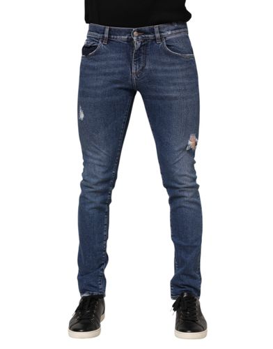 Cotton Logo Plaque Skinny Men Denim Men's Jeans - Dolce & Gabbana - Modalova
