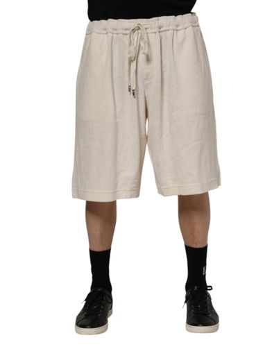 Ivory Cotton Men Bermuda SweatMen's Men's Shorts - Dolce & Gabbana - Modalova