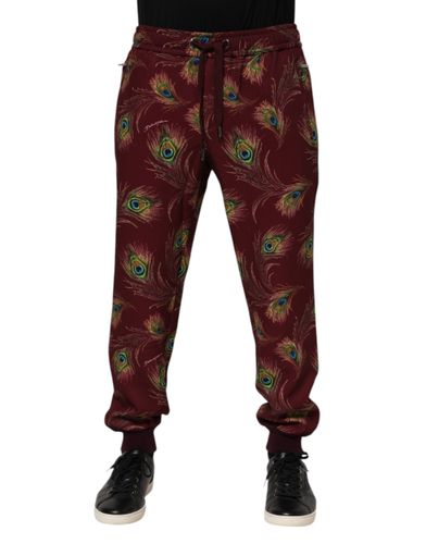 Peacock Feather Print Jogger Men's Pants - Dolce & Gabbana - Modalova