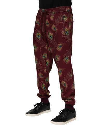 Peacock Feather Print Jogger Men's Pants - Dolce & Gabbana - Modalova