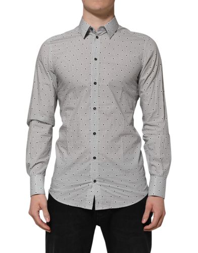 Dotted Semi Fitted GOLD Men Formal Men's Shirt - Dolce & Gabbana - Modalova