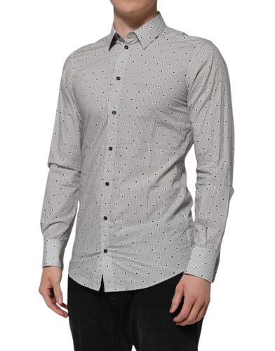 Dotted Semi Fitted GOLD Men Formal Men's Shirt - Dolce & Gabbana - Modalova