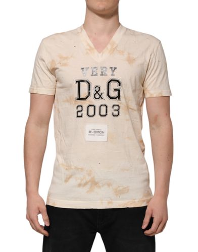 Logo Print Short Sleeve V-neck Men's T-shirt - Dolce & Gabbana - Modalova