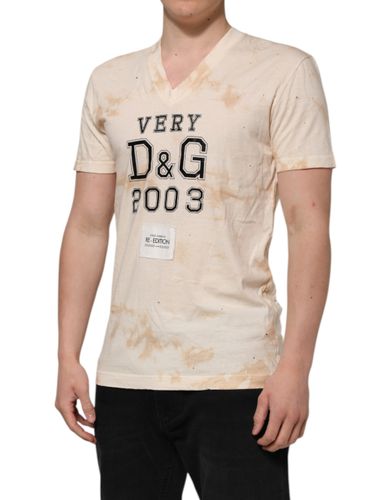 Logo Print Short Sleeve V-neck Men's T-shirt - Dolce & Gabbana - Modalova