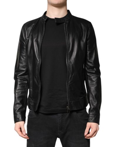 Sheep Leather Biker Full Zip Men's Jacket - Dolce & Gabbana - Modalova