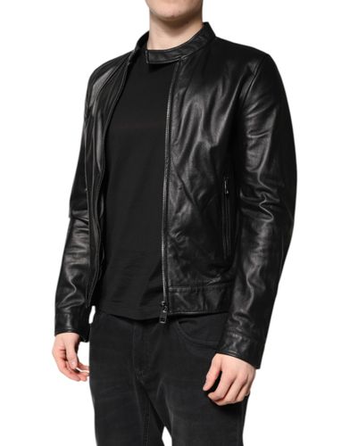 Sheep Leather Biker Full Zip Men's Jacket - Dolce & Gabbana - Modalova