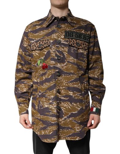 Leopard Cotton Collared Coat Men's Jacket - Dolce & Gabbana - Modalova