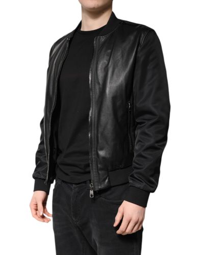 Lambskin Leather Biker Full Zip Men's Jacket (Pre-Owned) - Dolce & Gabbana - Modalova