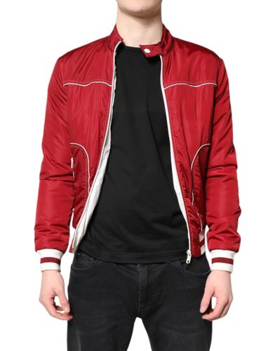 White Nylon Full Zip Men Bomber Men's Jacket - Dolce & Gabbana - Modalova