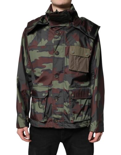 Camouflage Button Hooded Men's Jacket - Dolce & Gabbana - Modalova