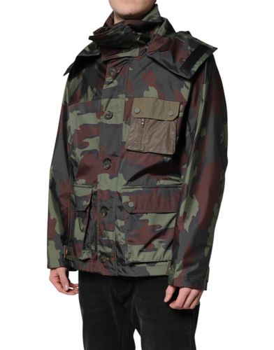 Camouflage Button Hooded Men's Jacket - Dolce & Gabbana - Modalova
