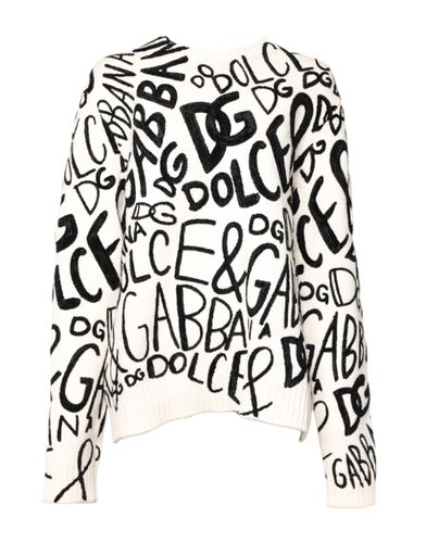 White Black Logo Print Women Pullover Women's Sweater - Dolce & Gabbana - Modalova