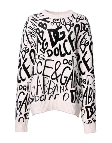 White Black Logo Print Women Pullover Women's Sweater - Dolce & Gabbana - Modalova