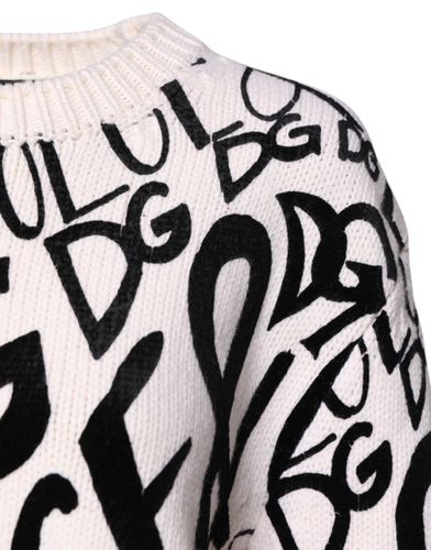 White Black Logo Print Women Pullover Women's Sweater - Dolce & Gabbana - Modalova