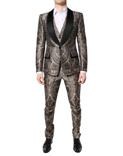 Jacquard Single Breasted 3 Piece Men's Suit - Dolce & Gabbana - Modalova
