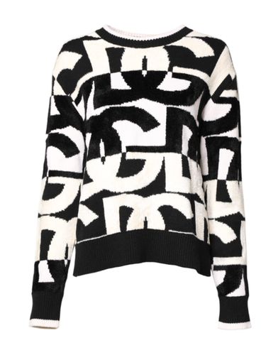White Black Logo Print Women Pullover Women's Sweater - Dolce & Gabbana - Modalova