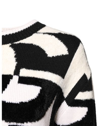 White Black Logo Print Women Pullover Women's Sweater - Dolce & Gabbana - Modalova