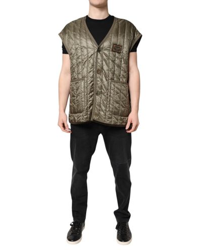 Logo Plaque Quilted Vest Men's Jacket - Dolce & Gabbana - Modalova