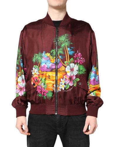 Floral Print Full Zip Bomber Men's Jacket - Dolce & Gabbana - Modalova