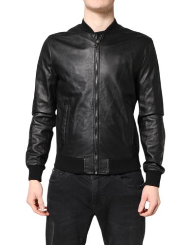 Lambskin Leather Full Zip Biker Men's Jacket (Pre-Owned) - Dolce & Gabbana - Modalova