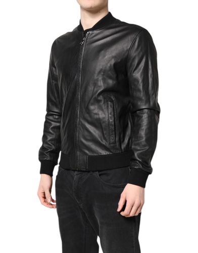 Lambskin Leather Full Zip Biker Men's Jacket (Pre-Owned) - Dolce & Gabbana - Modalova