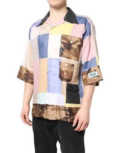 Patchwork Short Sleeve Men's Shirt - Dolce & Gabbana - Modalova