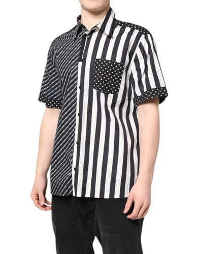 Black White Stripe Button Down Casual Men's Shirt (Pre-Owned) - Dolce & Gabbana - Modalova