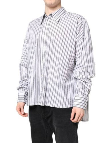 White Black Stripe Button Down Casual Men's Shirt - Dolce & Gabbana - Modalova