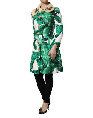 Leaf Print Embellished Trenchcoat Women's Jacket - Dolce & Gabbana - Modalova
