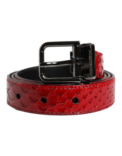 Exotic Leather Brass Metal Buckle Men's Belt - Dolce & Gabbana - Modalova