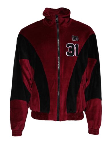 Red Black Cotton Logo FullZip Bomber Men's Jacket - Dolce & Gabbana - Modalova