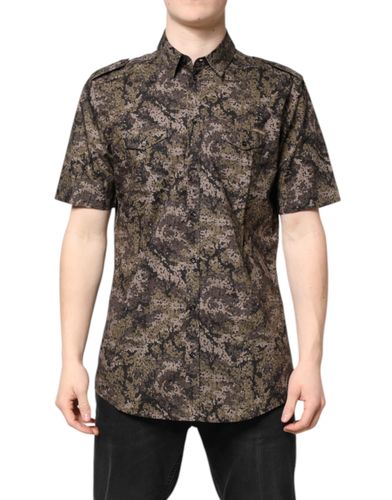 Camouflage Button Down GOLD Men's Shirt - Dolce & Gabbana - Modalova
