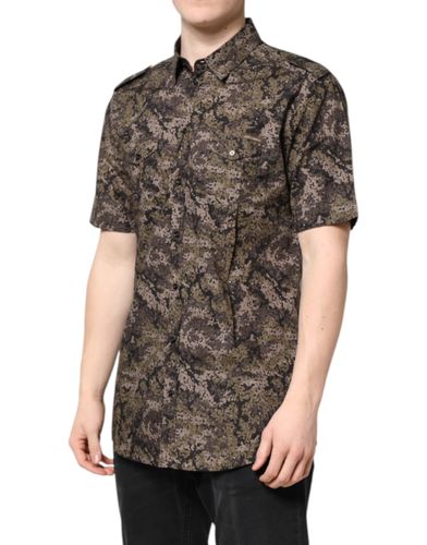 Camouflage Button Down GOLD Men's Shirt - Dolce & Gabbana - Modalova