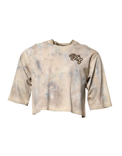 Tie Dye DG Embroidery Cropped Men's T-shirt - Dolce & Gabbana - Modalova