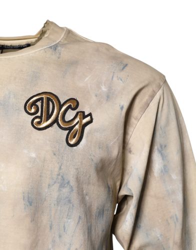 Tie Dye DG Embroidery Cropped Men's T-shirt - Dolce & Gabbana - Modalova