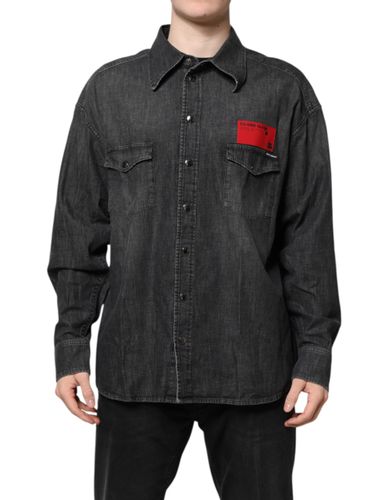 Gray Long Sleeves Button Down Denim Men's Shirt - Dolce & Gabbana - Modalova
