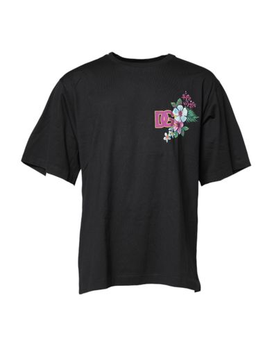 DG Floral Print Crew Neck Men's T-shirt - Dolce & Gabbana - Modalova