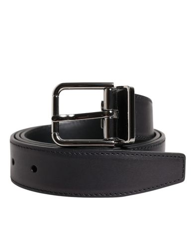 Classic Calf Leather Silver Buckle Men's Belt - Dolce & Gabbana - Modalova
