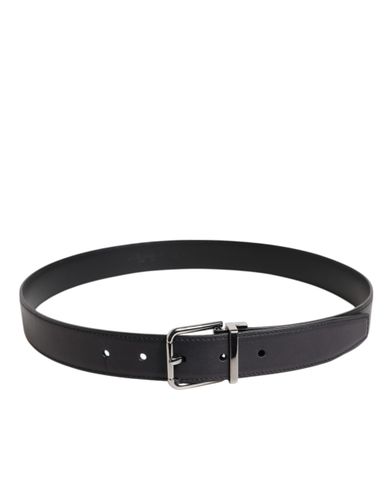 Classic Calf Leather Silver Buckle Men's Belt - Dolce & Gabbana - Modalova