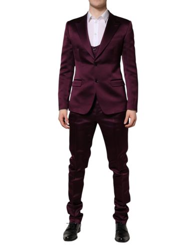 Dark Silk 3Piece Single Breasted Men's Suit - Dolce & Gabbana - Modalova