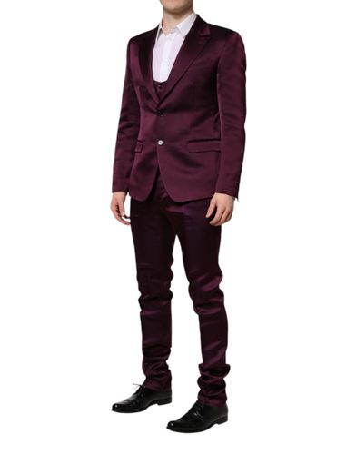 Dark Silk 3Piece Single Breasted Men's Suit - Dolce & Gabbana - Modalova